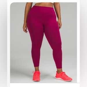 Lululemon Wunder Train High-Rise Tight 25” in Pomegranate